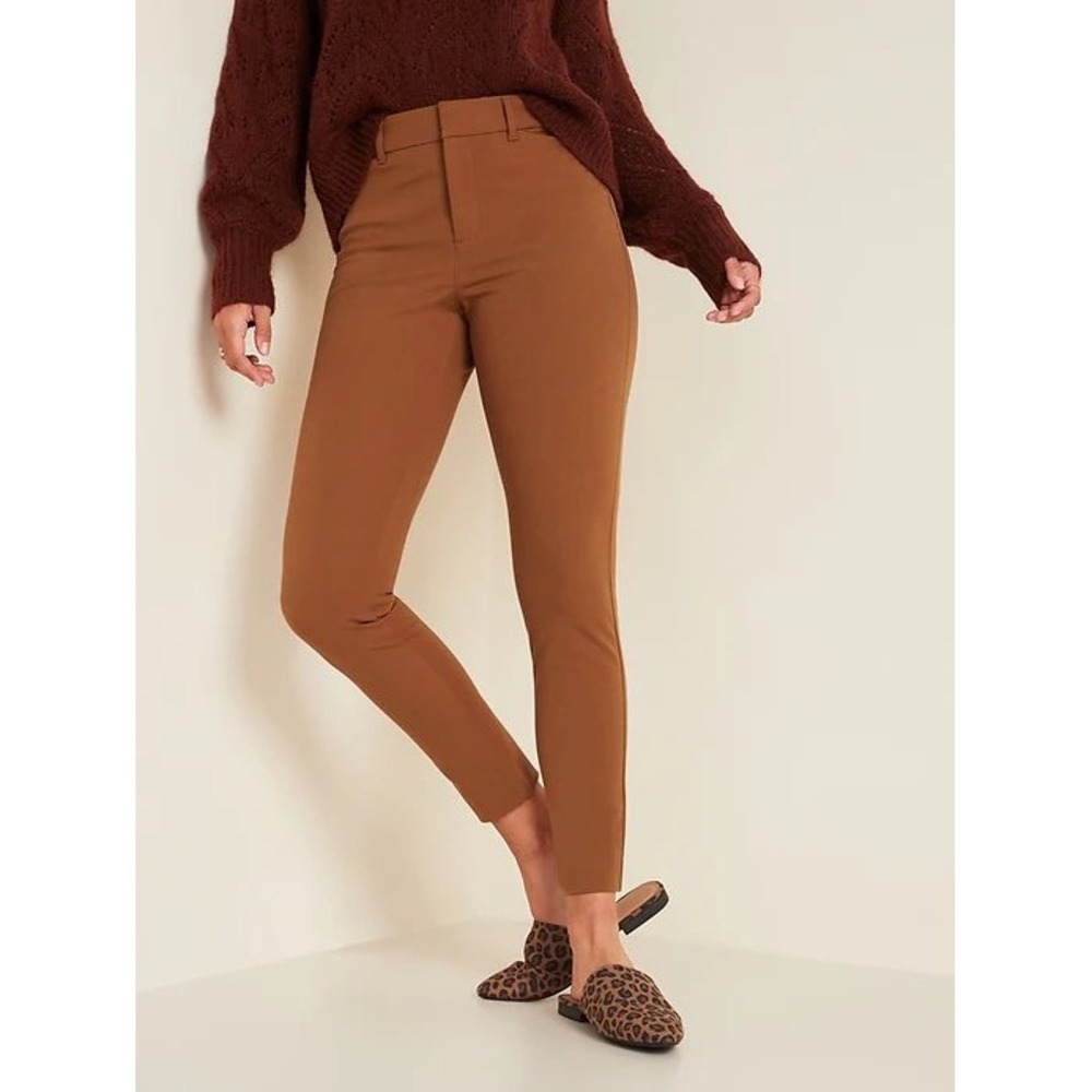 (B3) Old Navy Pixie Skinny High Rise Stretch Pants Brown Size 18 Ankle Workwear